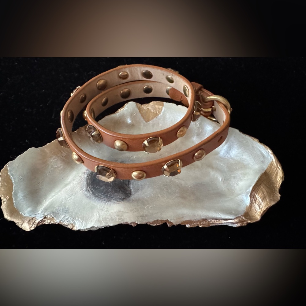 Leather Rhinestone Bracelet - Picture 2 of 2